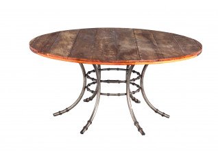 Tampo Madeira Demolição  com Base de Ferro Bambu