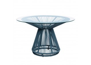 Mesa Base Grace com Tampo de Vidro Transparente 1,20 Diâmetro