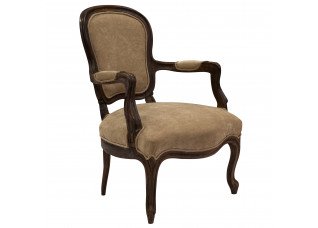 Poltrona Estofada Veludo Andorra Bege 