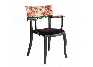 Cadeira Duomo com Braço com encosto floral e  pingente verde