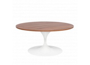 Mesa Centro Saarinen Branca com Tampo em Madeira