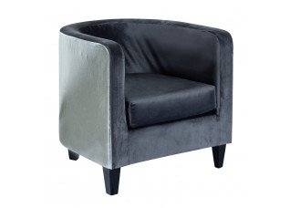 Poltrona PAT Veludo Inca Grafite com Encosto Prata