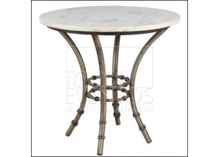 Bistrô Baixa Base Bambu Ferro com Tampo Mármore Branco