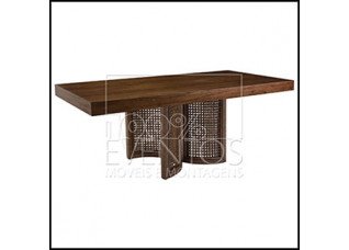 Tampo Retangular Madeira Natural com Base Bali 2,00 x 1,00